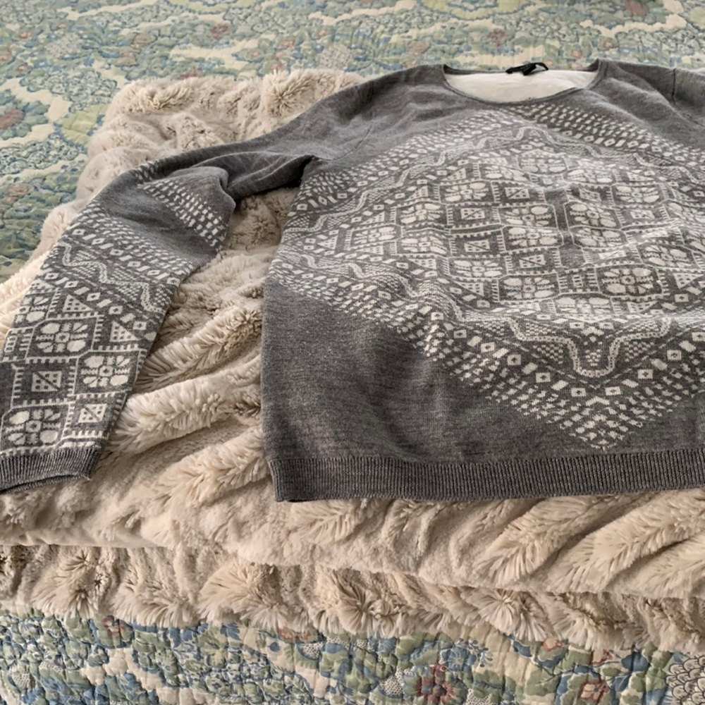 JCrew Large sweater Gray with snowflake design